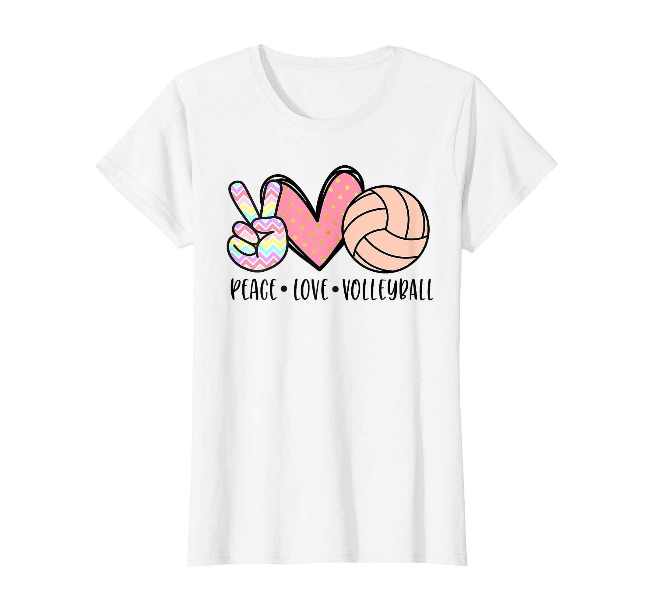 Peace Love Volleyball Pastel Teen T-Shirt - Aesthetic Graphic for Adults - T-Shirt, Sweatshirt, Hoodie