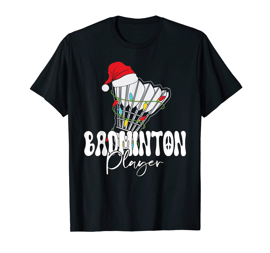 Funny Santas Hat Badminton Player T-Shirt - Fun Novelty Design for Adults - T-Shirt, Sweatshirt, Hoodie