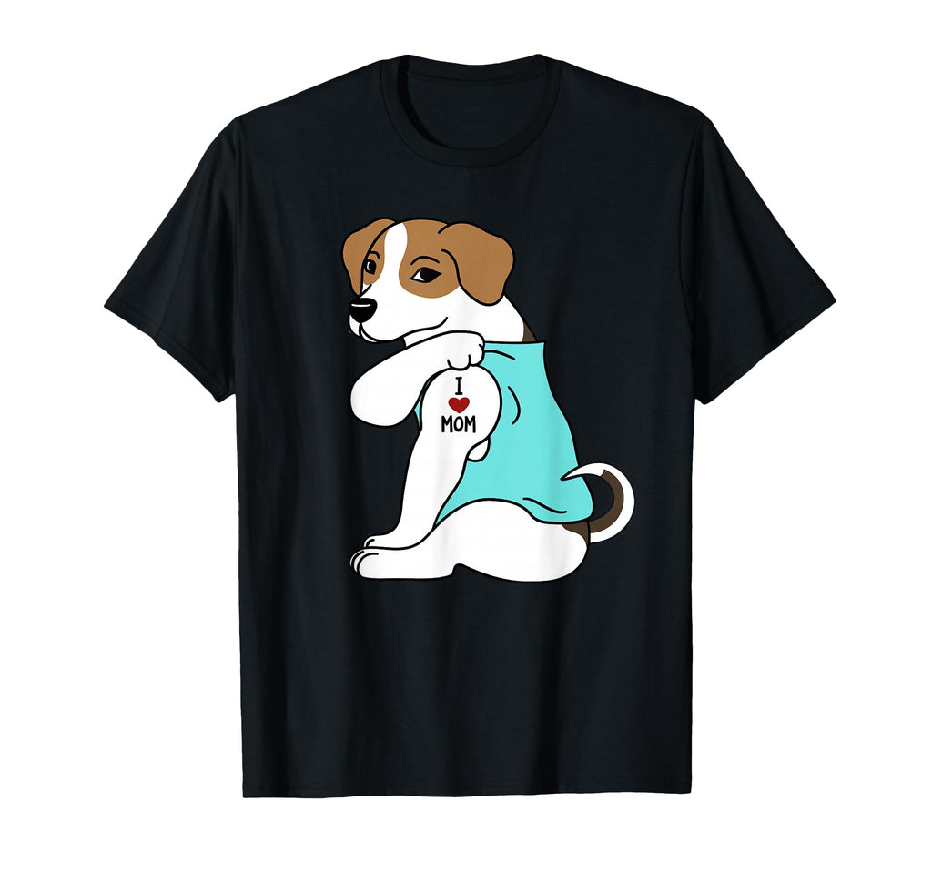 I Love Mom Tattoo Jack Russell T-Shirt - Minimalist Print Men Women - T-Shirt, Sweatshirt, Hoodie