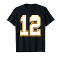 Number 12 Red Yellow White Football T-Shirt - Unique Graphic Unisex - T-Shirt, Sweatshirt, Hoodie