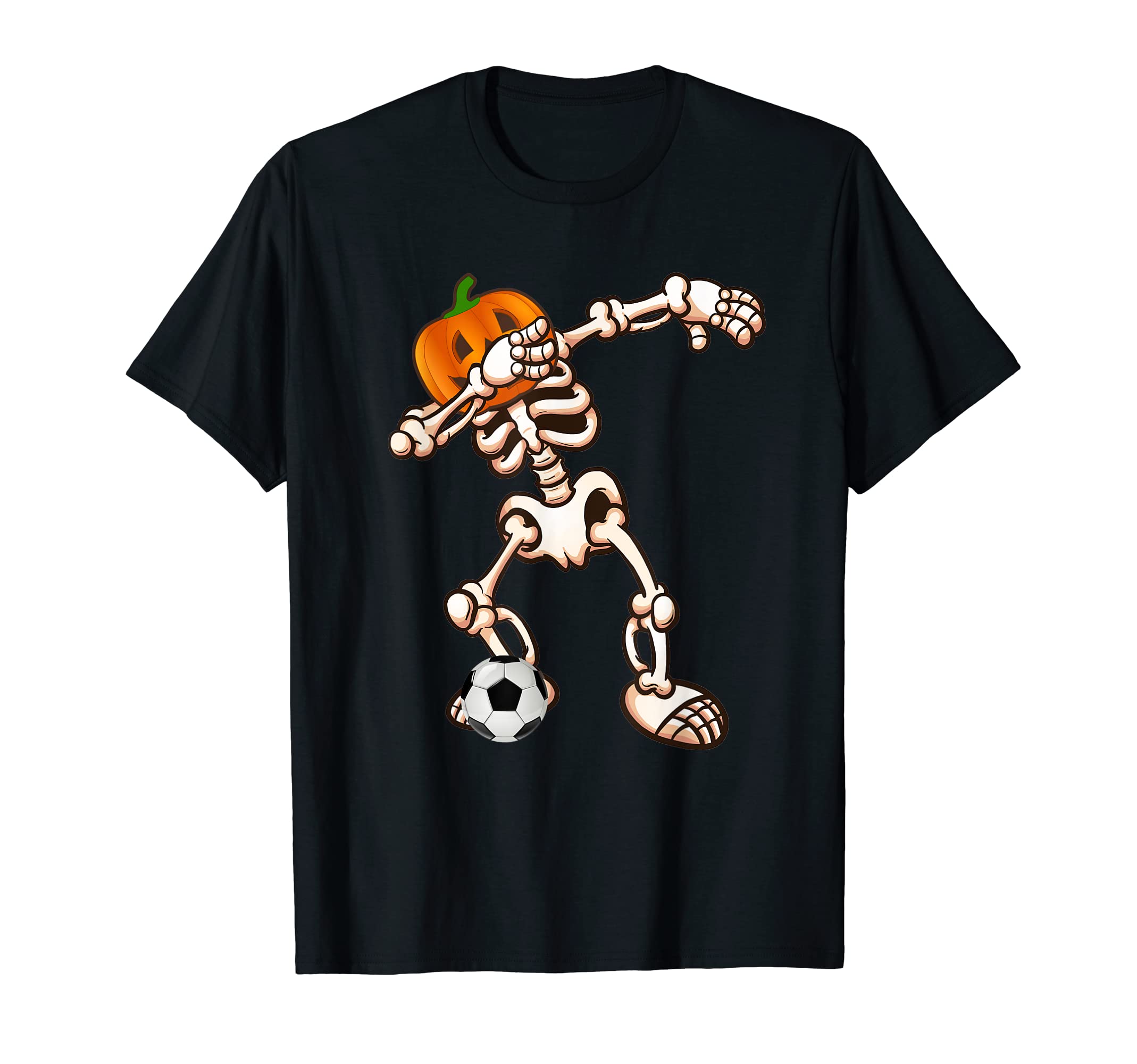 Dabbing Pumpkin Skeleton Soccer T-Shirt - Novelty Apparel for Adults - T-Shirt, Sweatshirt, Hoodie