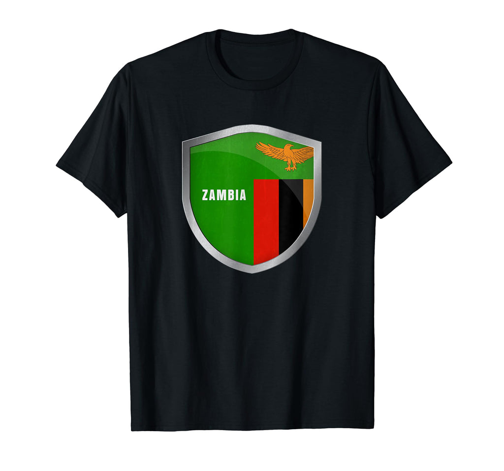 Zambia Flag Badge Soccer Fans T-Shirt - Unique Graphic for Adults - T-Shirt, Sweatshirt, Hoodie