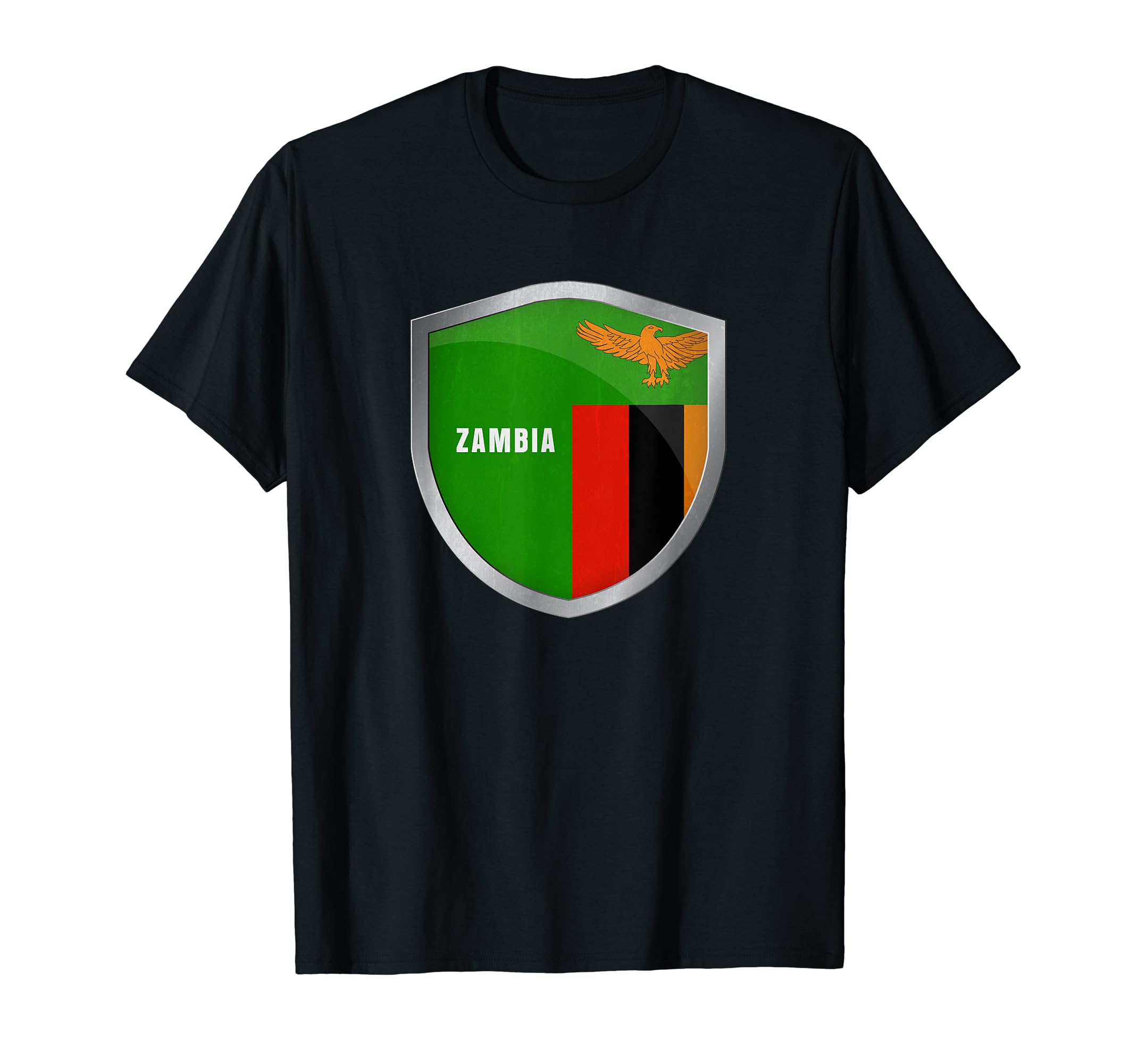 Zambia Flag Badge Soccer Fans T-Shirt - Unique Graphic for Adults - T-Shirt, Sweatshirt, Hoodie
