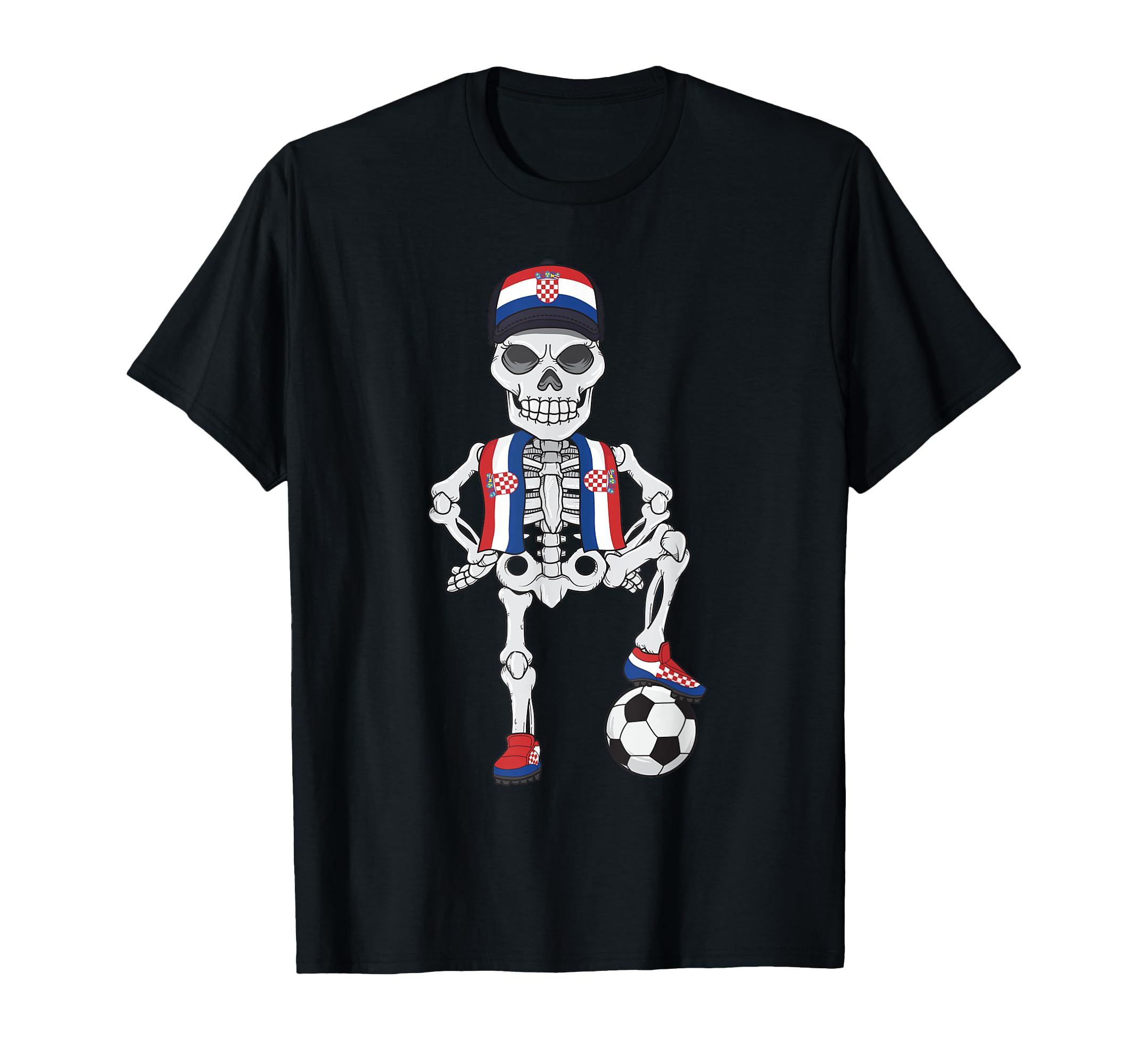 Croatia Soccer Skeleton Fan Team Gift T-Shirt - Minimalist Print for Adults - T-Shirt, Sweatshirt, Hoodie