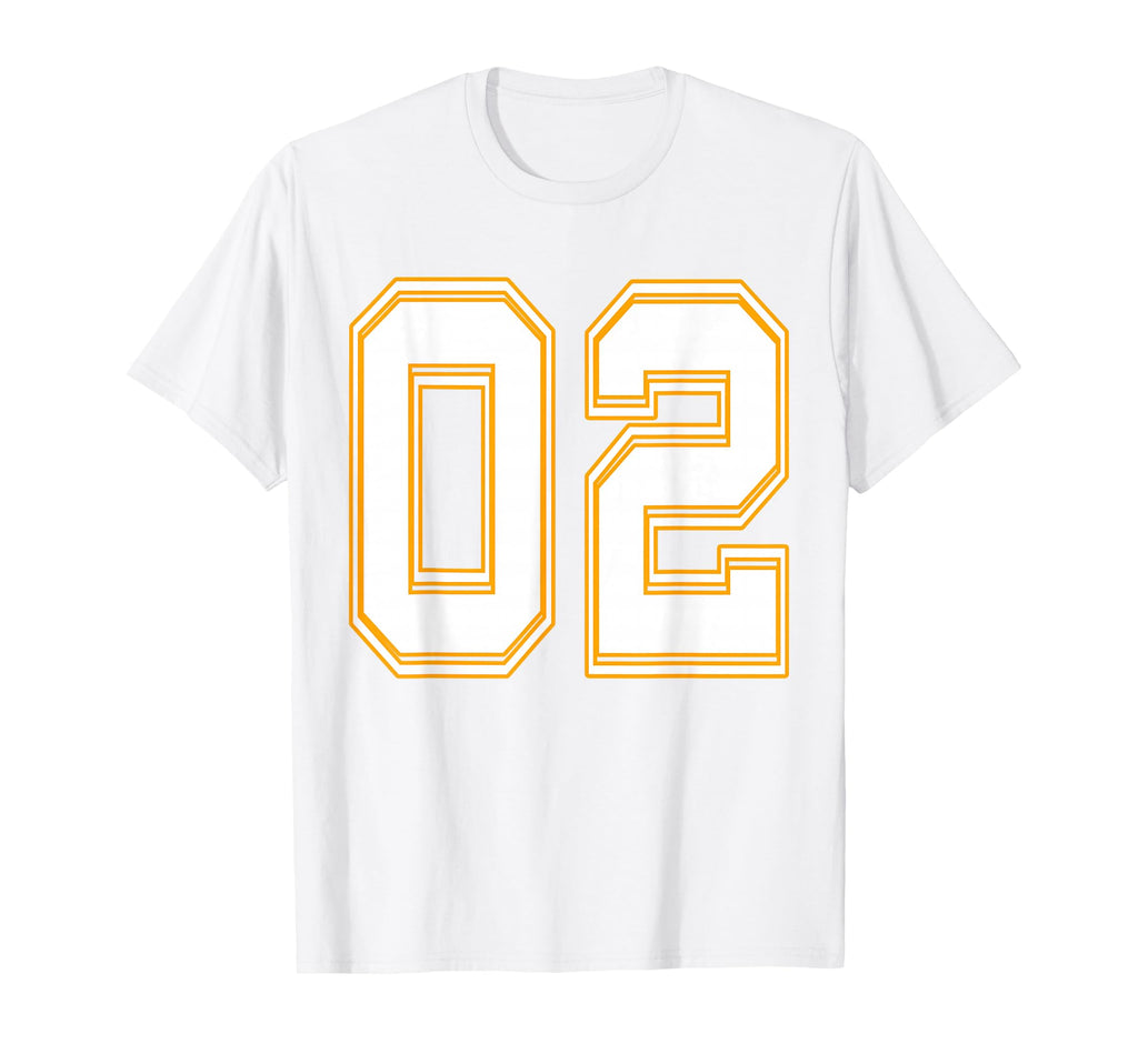 Number 02 Red Yellow White Football T-Shirt - Minimalist Print Men Women - T-Shirt, Sweatshirt, Hoodie