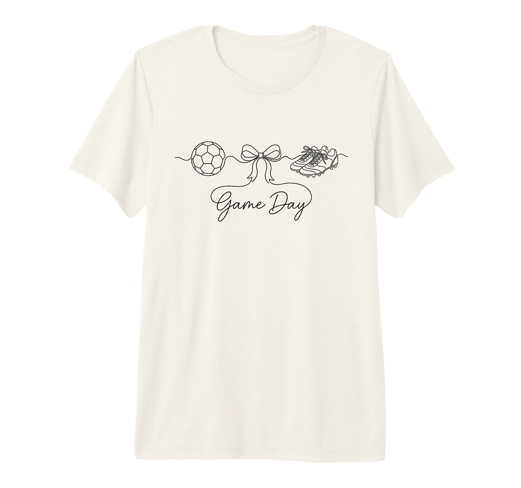 Game Day Soccer Mom Ball Bow Cleats T-Shirt - Novelty Apparel Men Women - T-Shirt, Sweatshirt, Hoodie