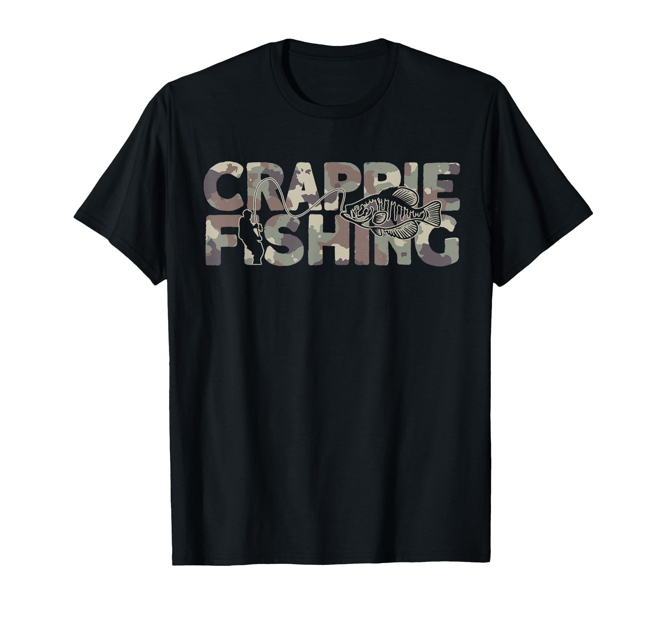 Crappie Fisherman Camouflage Crappie T-Shirt - Minimalist Print Men Women - T-Shirt, Sweatshirt, Hoodie