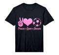 Soccer Player Peace Love Soccer T-Shirt - Casual Everyday Wear Men Women - T-Shirt, Sweatshirt, Hoodie