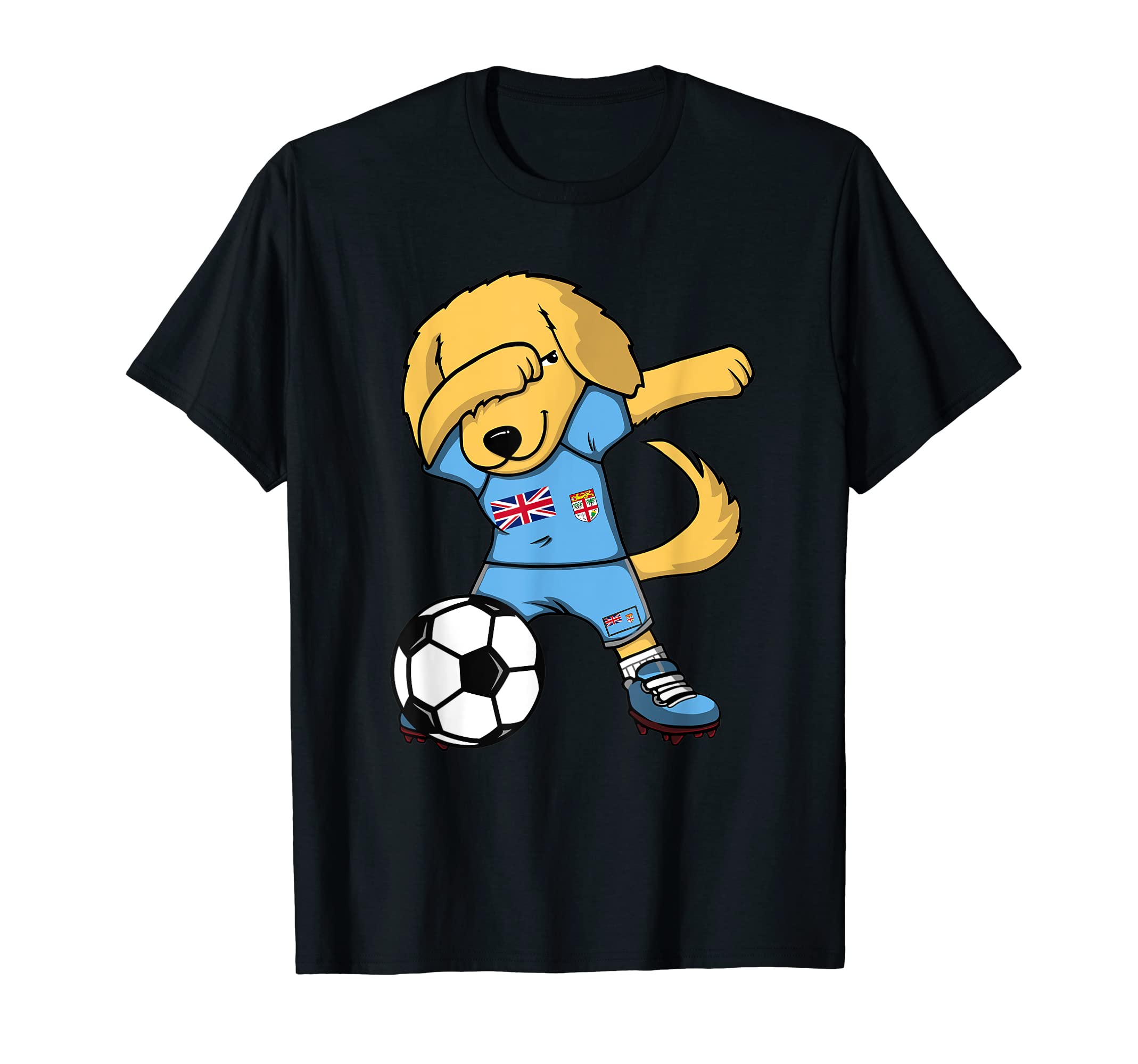 Dabbing Golden Retriever Fiji Soccer T-Shirt - Aesthetic Graphic Unisex - T-Shirt, Sweatshirt, Hoodie