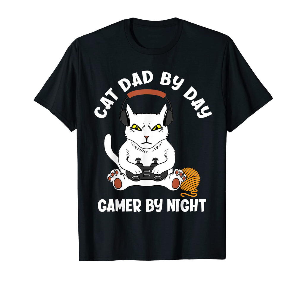 Cat Dad Day Gamer Night Funny Gaming T-Shirt - Aesthetic Graphic Men Women - T-Shirt, Sweatshirt, Hoodie