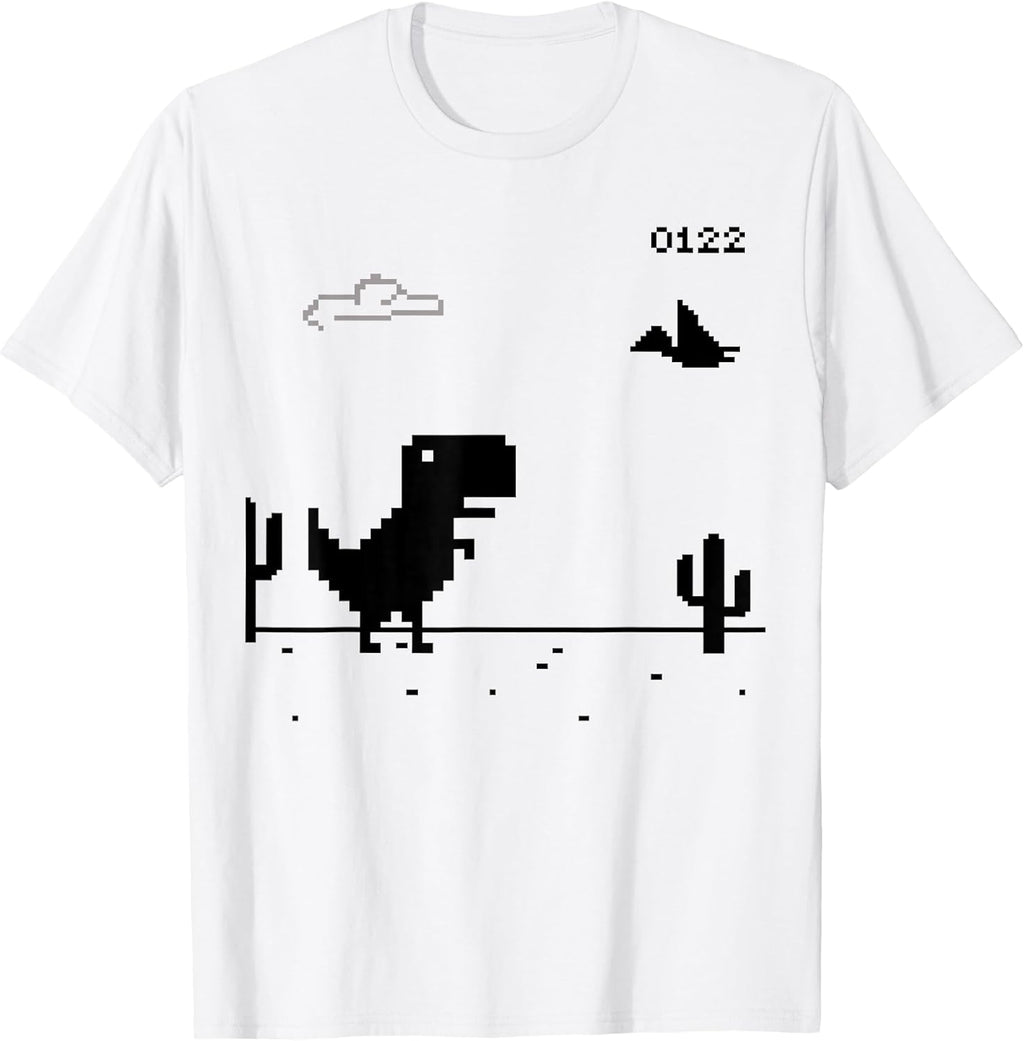 Dino T-Rex Dinosaur Pixel Game No Internet offline - Adult & Kids T-Shirts, Sweatshirts & Hoodies apparel design preview 1