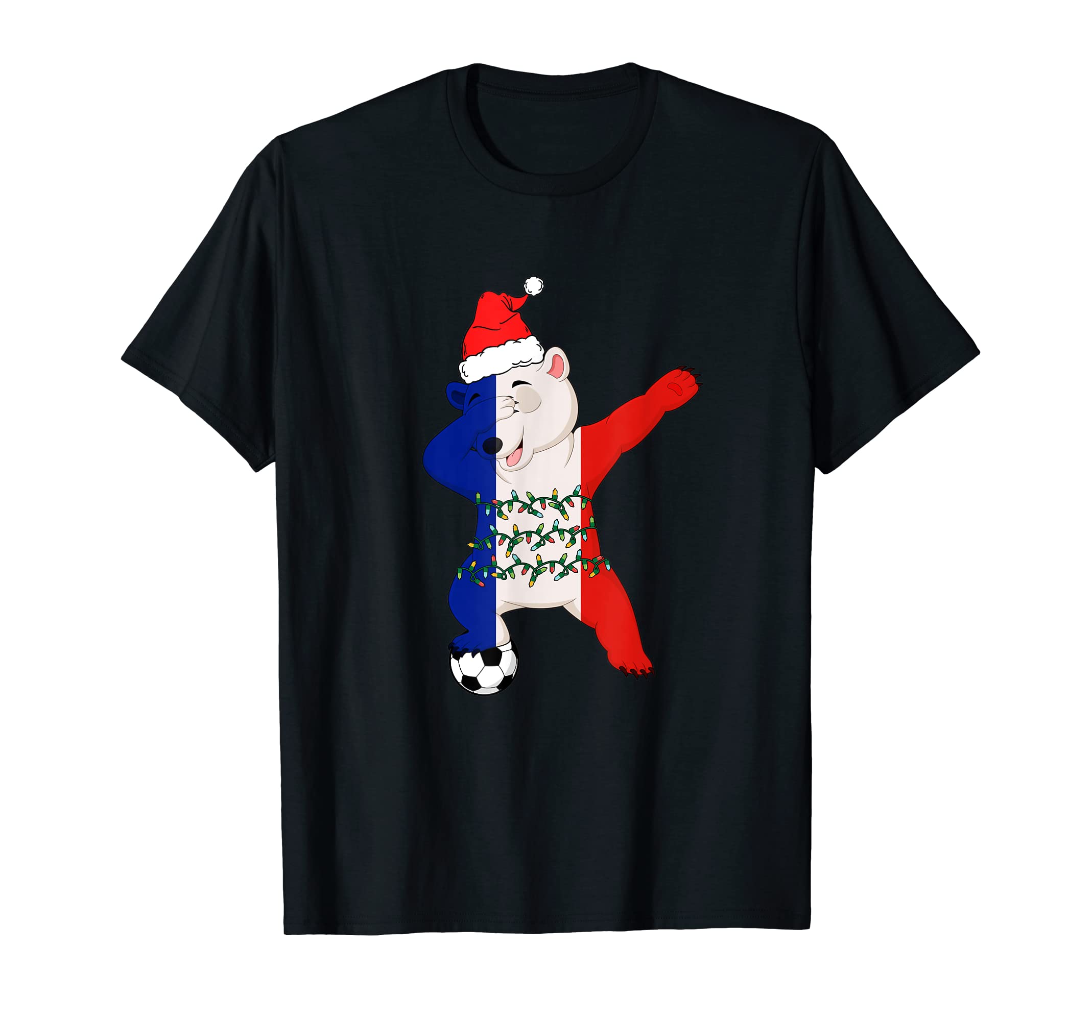 Soccer Dabbing Polar Bear Hat Lights T-Shirt - Trendy Graphic Unisex - T-Shirt, Sweatshirt, Hoodie