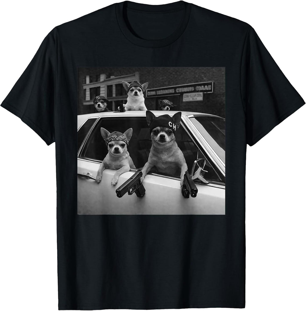 Funny Chihuahua Meme Gangster Dog Street Design - Adult & Kids T-Shirts, Sweatshirts & Hoodies apparel design preview 1