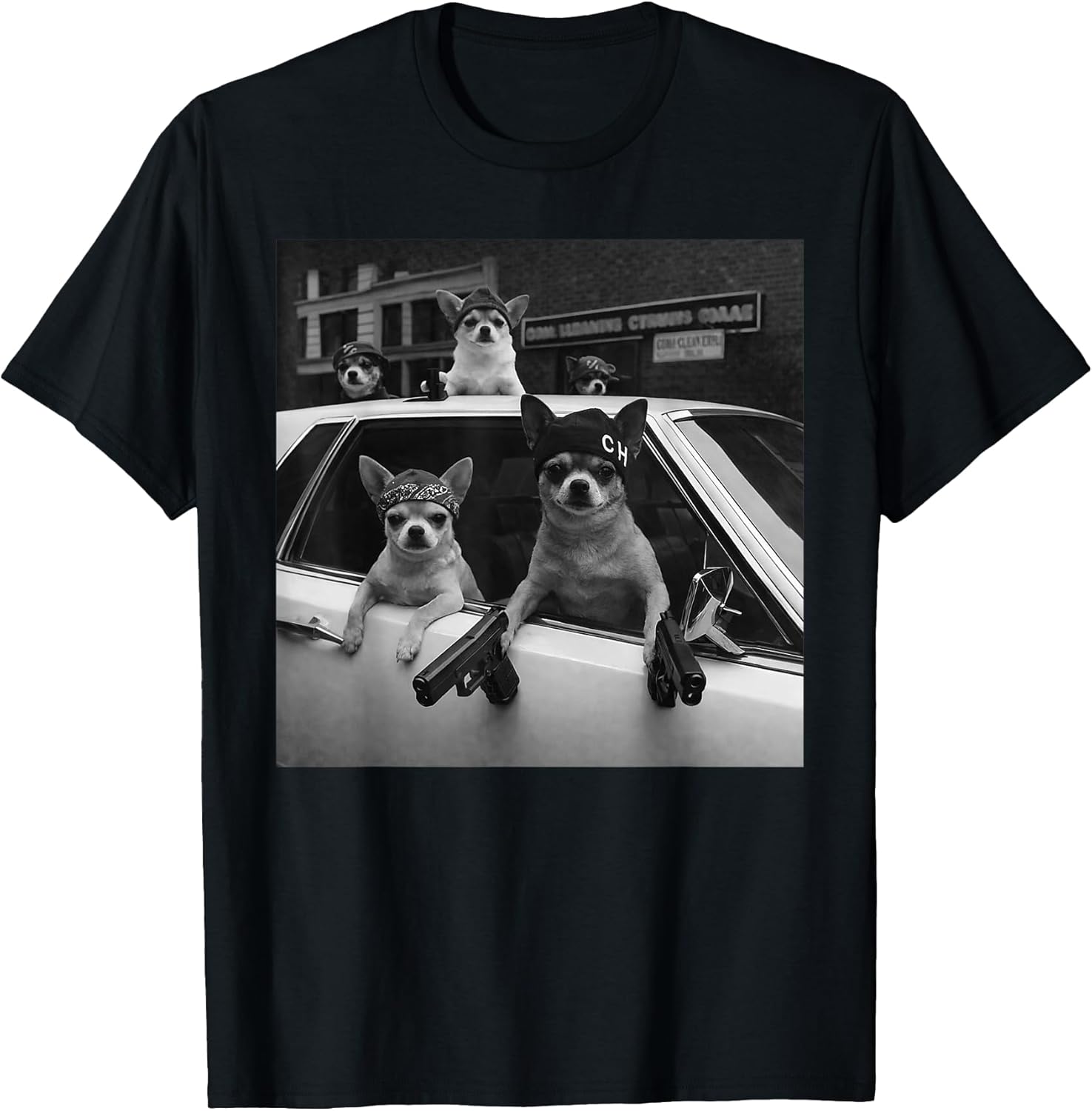 Funny Chihuahua Meme Gangster Dog Street Design - Adult & Kids T-Shirts, Sweatshirts & Hoodies apparel design preview 1