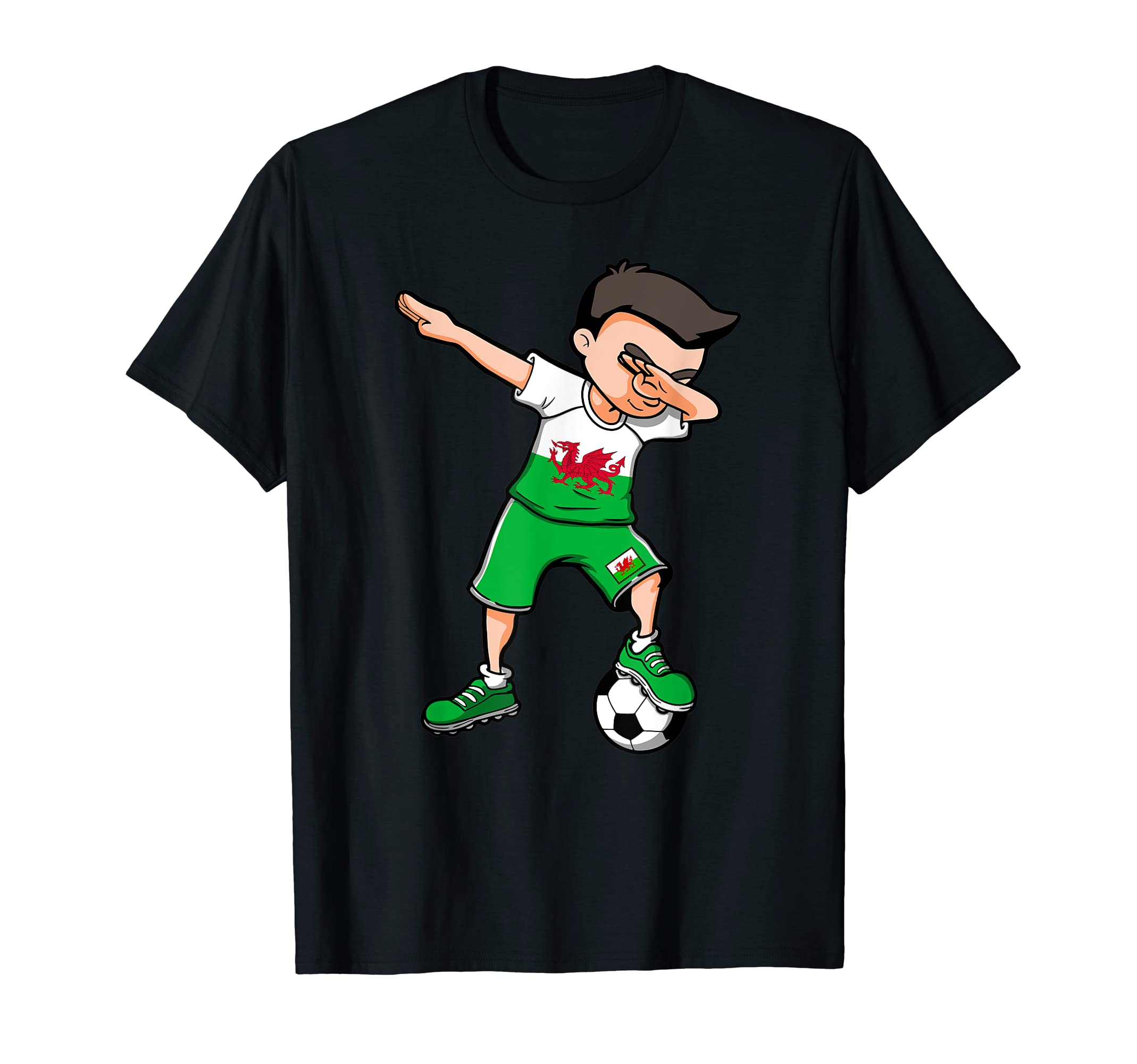 Dabbing Soccer Wales Jersey Welsh T-Shirt - Fun Novelty Design Men Women - T-Shirt, Sweatshirt, Hoodie