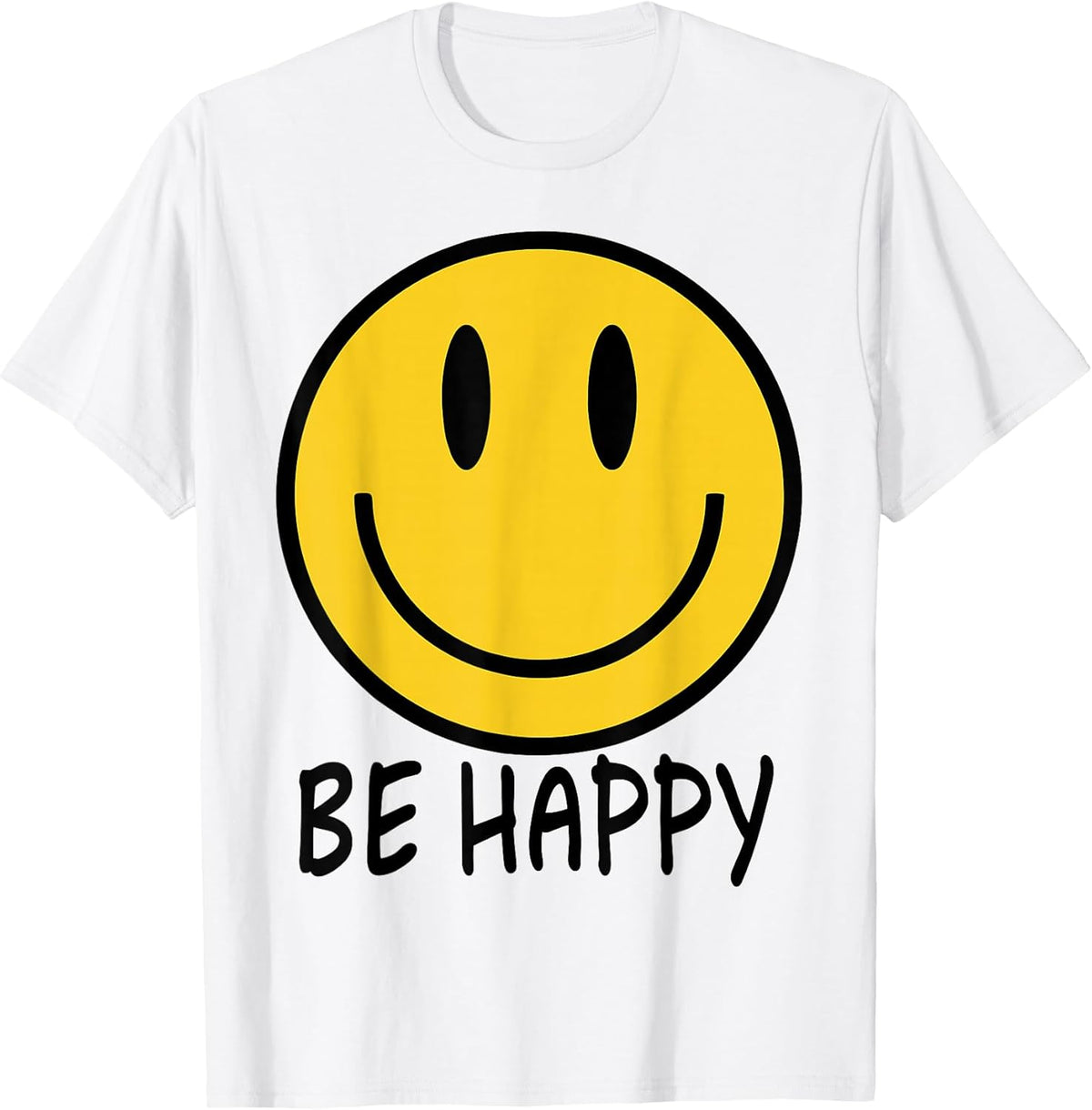 Be Happy 70s 80s Yellow Smile Face Smiling - Adult & Kids T-Shirts, Sweatshirts & Hoodies apparel design preview 1