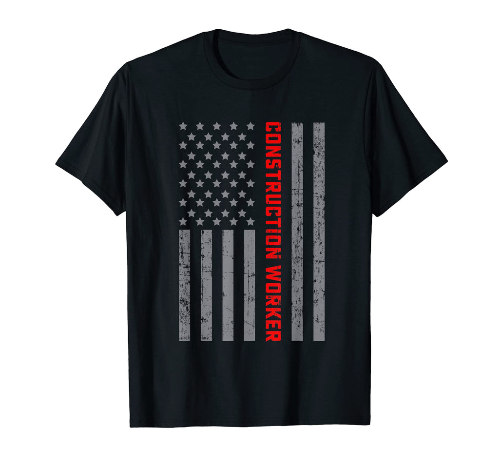 Construction Worker Us Flag Dad T-Shirt - Minimalist Print Unisex - T-Shirt, Sweatshirt, Hoodie