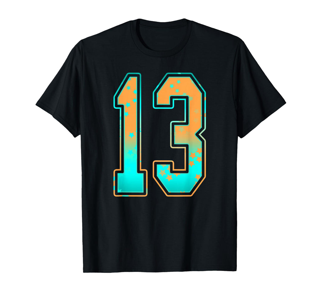 Mint Green Teal Orange Number 13 Jersey T-Shirt - Trendy Graphic Men Women - T-Shirt, Sweatshirt, Hoodie
