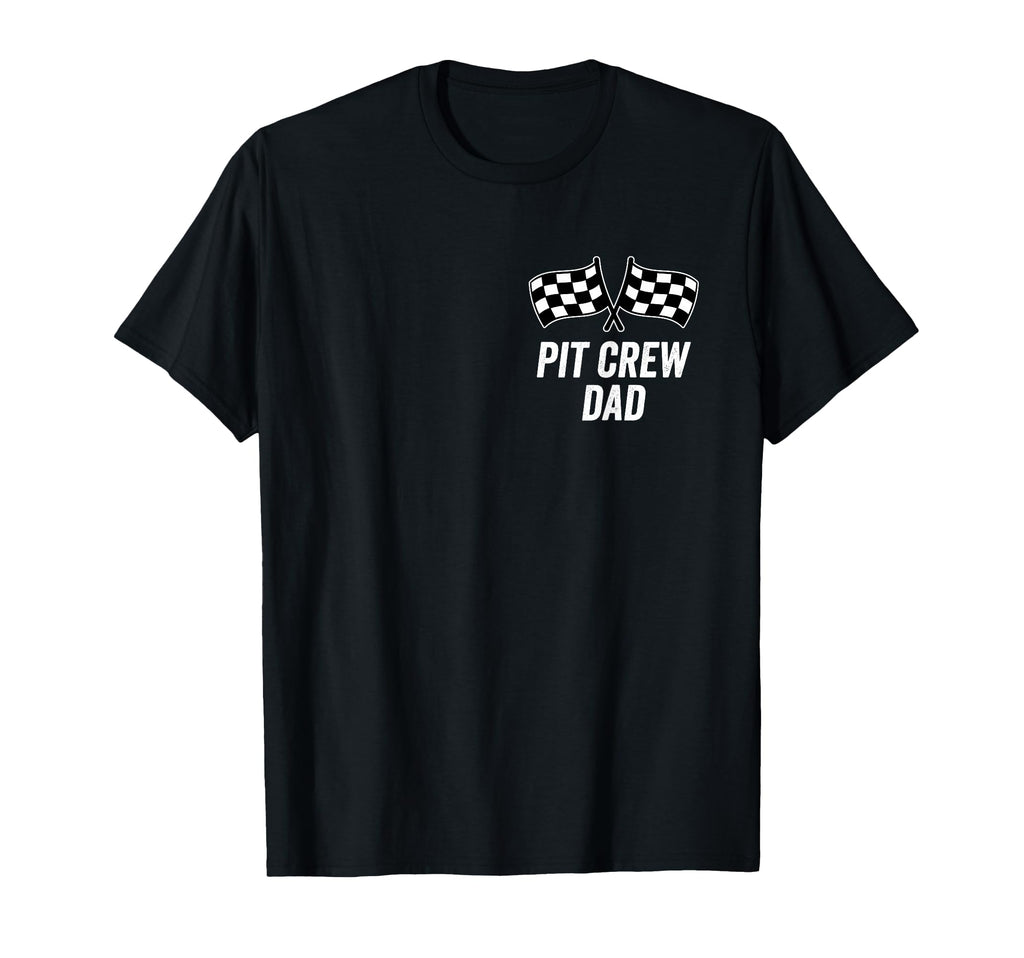 Pit Crew Dad Checkered Flag Hosting T-Shirt - Trendy Graphic for Adults - T-Shirt, Sweatshirt, Hoodie