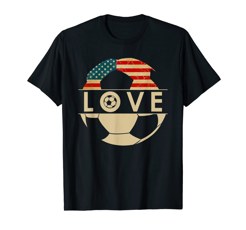 Love Soccer American Flag Sports Soccer T-Shirt - Graphic Print Men Women - T-Shirt, Sweatshirt, Hoodie