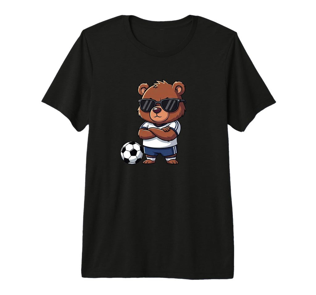 Cartoon Bear Soccer Player Tri T-Shirt - Fun Novelty Design for Adults - T-Shirt, Sweatshirt, Hoodie