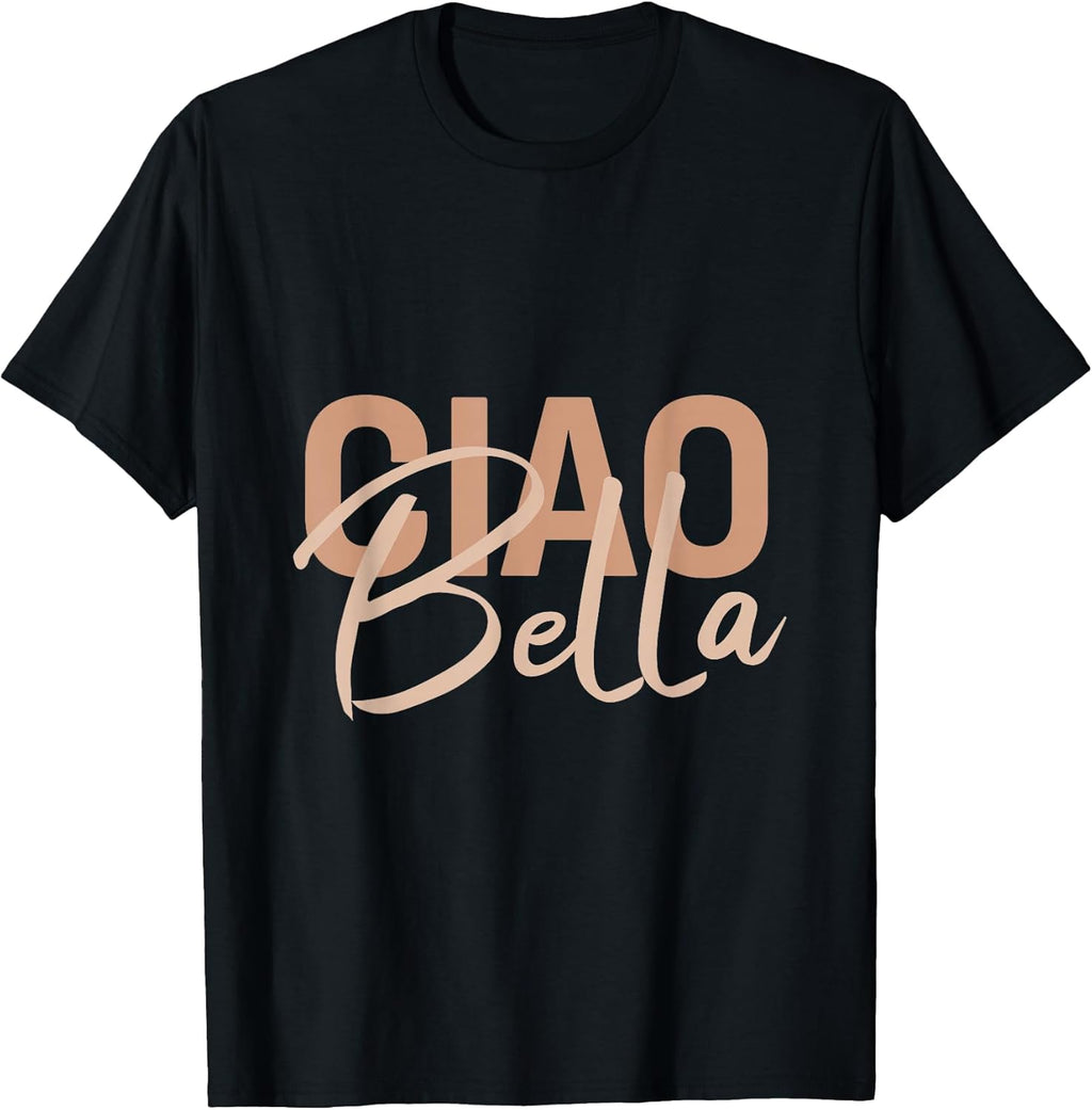 Elegant Italian Ciao Bella Minimalist Beige Script - Adult & Kids T-Shirts, Sweatshirts & Hoodies apparel design preview 1