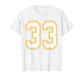 Number 33 Red Yellow White T-Shirt - Fun Novelty Design for Adults - T-Shirt, Sweatshirt, Hoodie