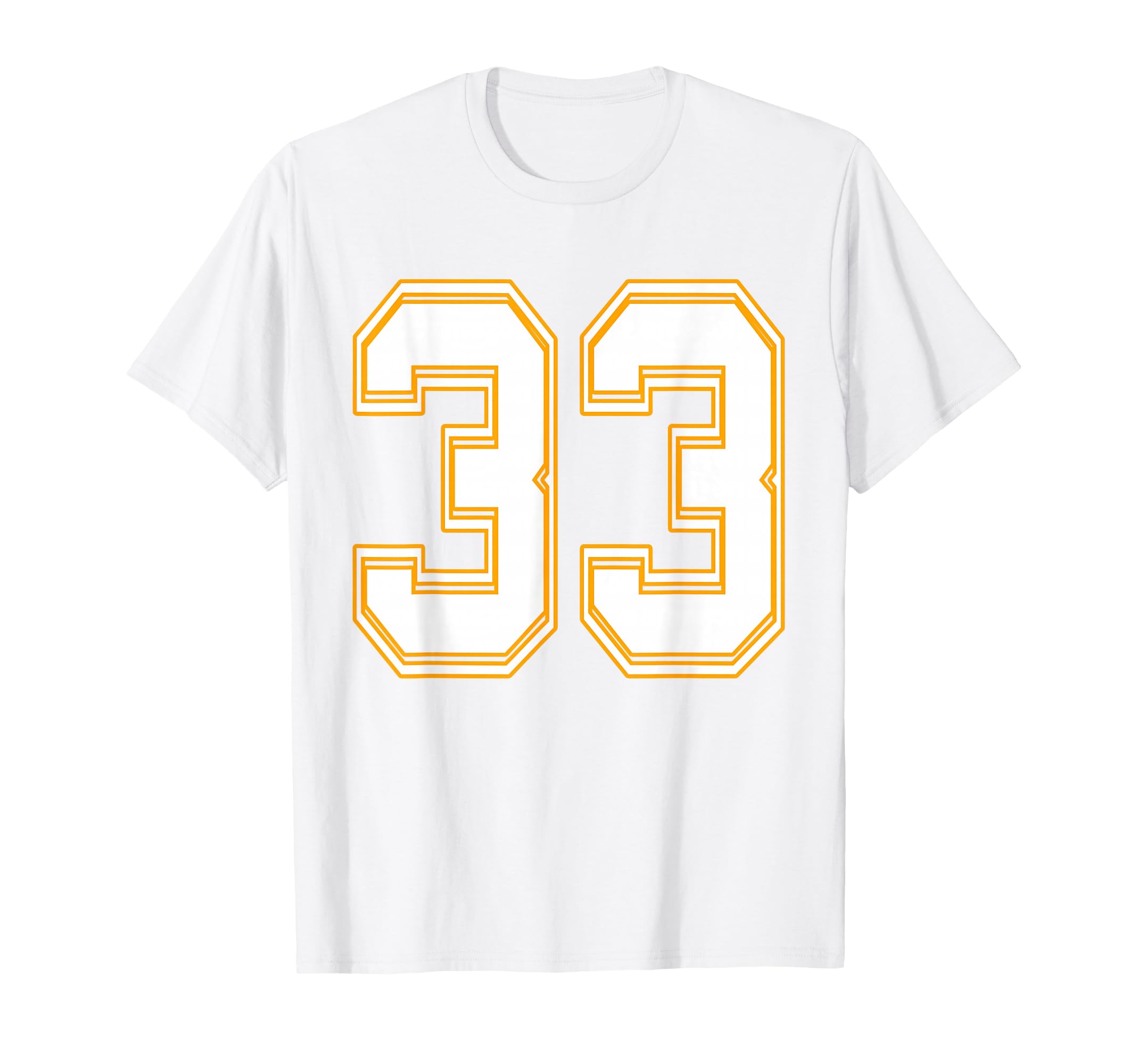 Number 33 Red Yellow White T-Shirt - Fun Novelty Design for Adults - T-Shirt, Sweatshirt, Hoodie