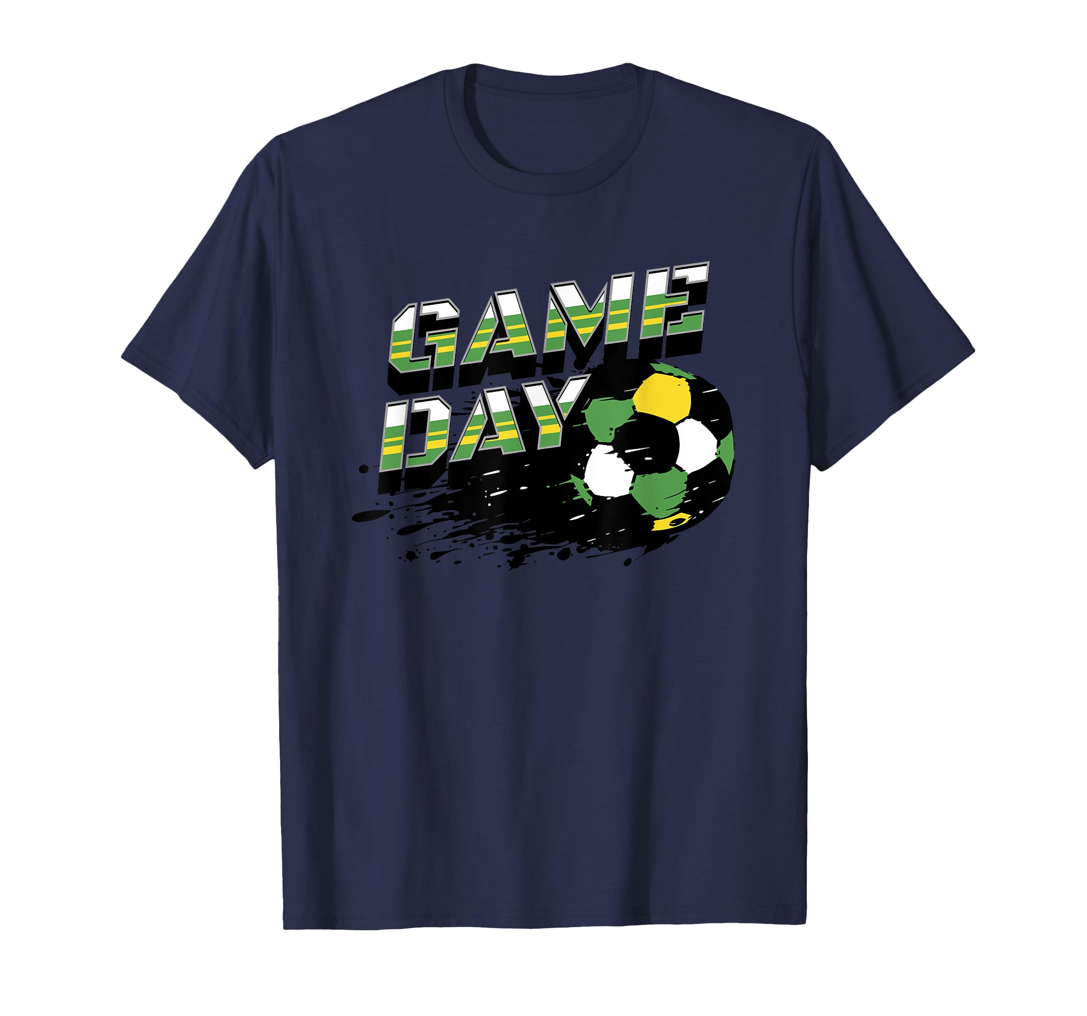 Soccer Game Day Splatter Green Gold T-Shirt - Trendy Graphic Men Women - T-Shirt, Sweatshirt, Hoodie