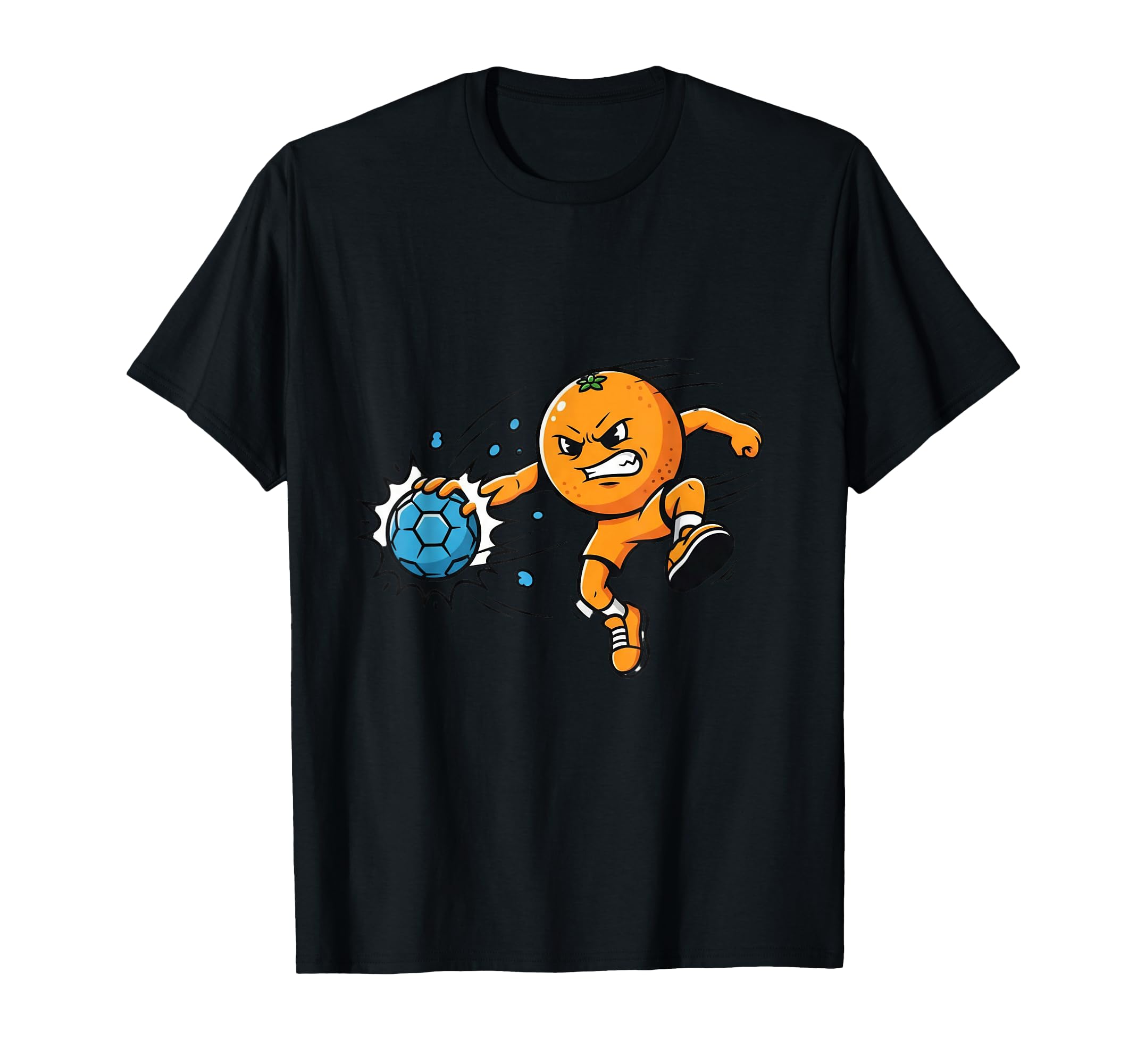 Orange Handball Soccer Attack Cartoon T-Shirt - Graphic Print Unisex - T-Shirt, Sweatshirt, Hoodie