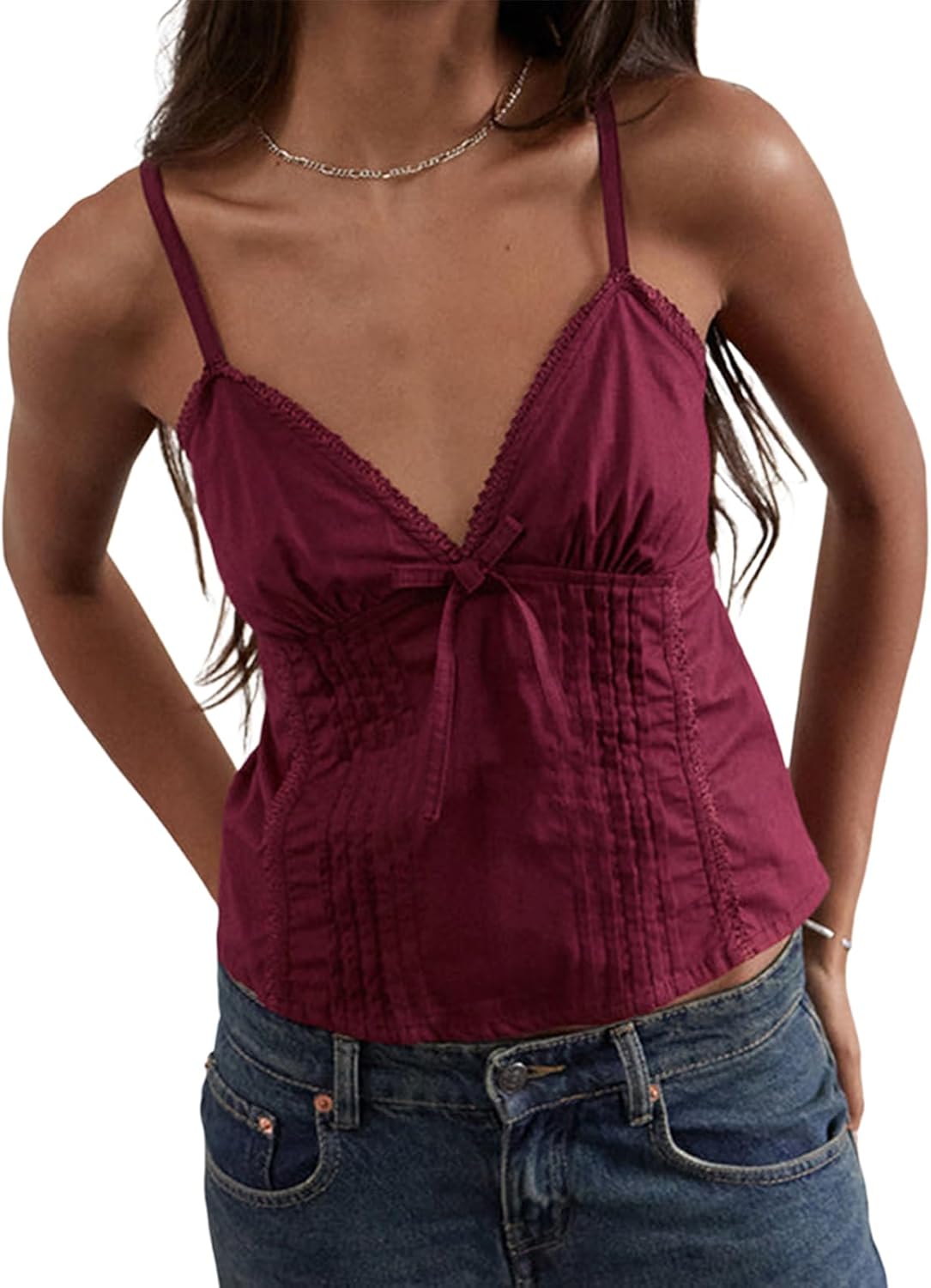Women Y2k Babydoll Tank Tops Lace Trim V Neck Crop - Adult & Kids T-Shirts, Sweatshirts & Hoodies apparel design preview 1