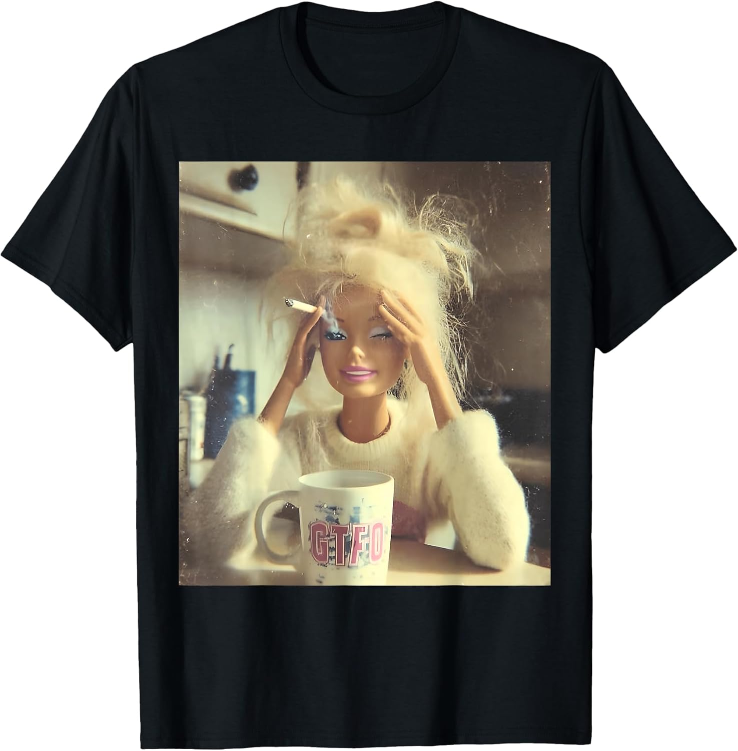 Funny Doll Face Sarcastic Smoking Y2K - Adult & Kids T-Shirts, Sweatshirts & Hoodies apparel design preview 1