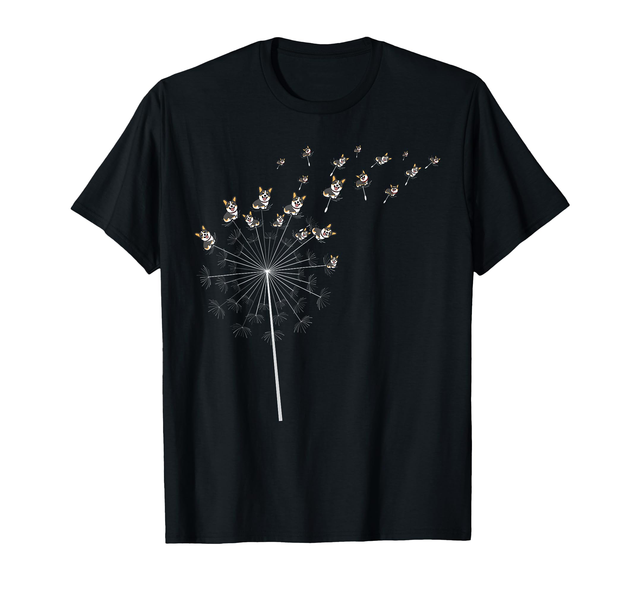 Tricolor Corgi Dandelion Funny Lover T-Shirt - Graphic Print Unisex - T-Shirt, Sweatshirt, Hoodie