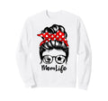 Mom Life Messy Bun Hair Funny Soccer Sweatshirt - Unique Graphic Men Women - T-Shirt, Sweatshirt, Hoodie