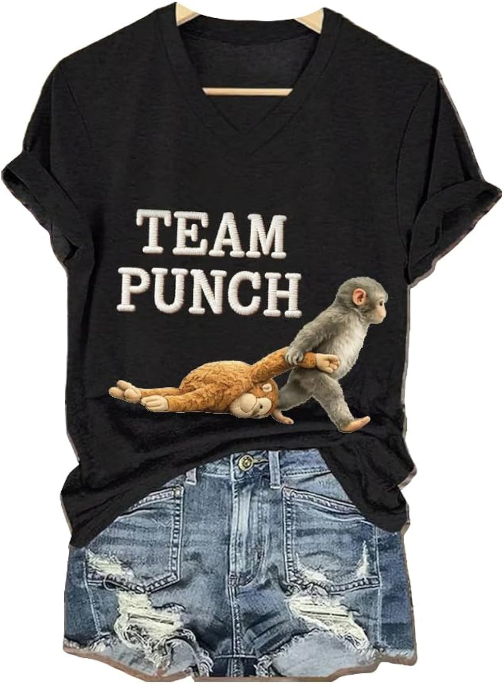 Women's Mental Health Punch Monkey Print V-Neck - Adult & Kids T-Shirts, Sweatshirts & Hoodies apparel design preview 1