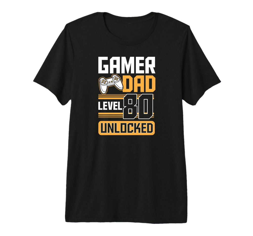 Mens Gamer Dad Level 80 Unlocked 80Th T-Shirt - Graphic Print for Adults - T-Shirt, Sweatshirt, Hoodie