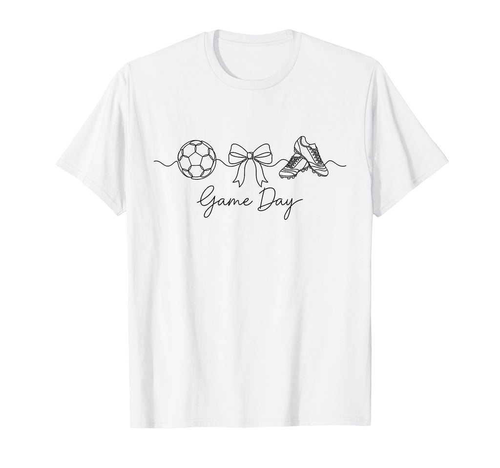 Game Day Soccer Mom Ball Bow Cleats Sports T-Shirt - Novelty Apparel Unisex - T-Shirt, Sweatshirt, Hoodie