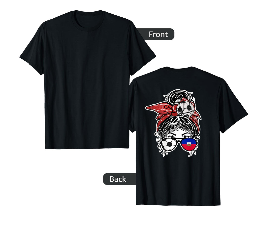 Messy Bun Hair Haitian Soccer T-Shirt - Fun Novelty Design for Adults - T-Shirt, Sweatshirt, Hoodie
