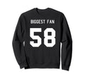 Number 58 Biggest Fan Sport Spirit Sweatshirt - Trendy Graphic for Adults - T-Shirt, Sweatshirt, Hoodie