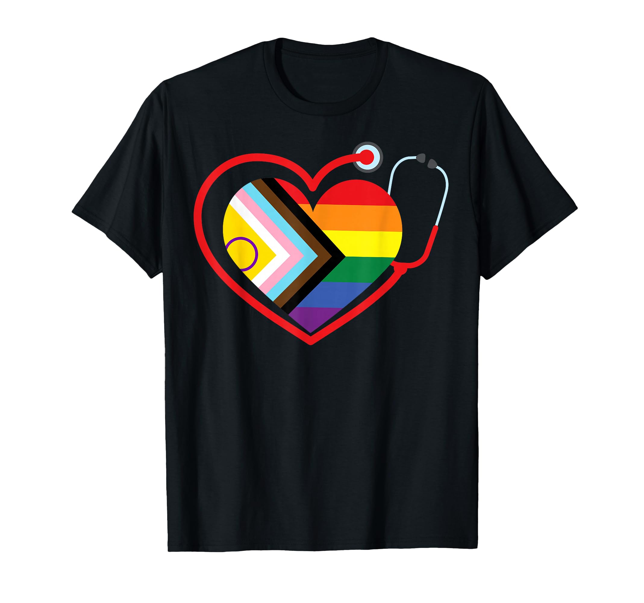 Rainbow Heart Lgbtq Doctor Nurse T-Shirt - Aesthetic Graphic for Adults - T-Shirt, Sweatshirt, Hoodie