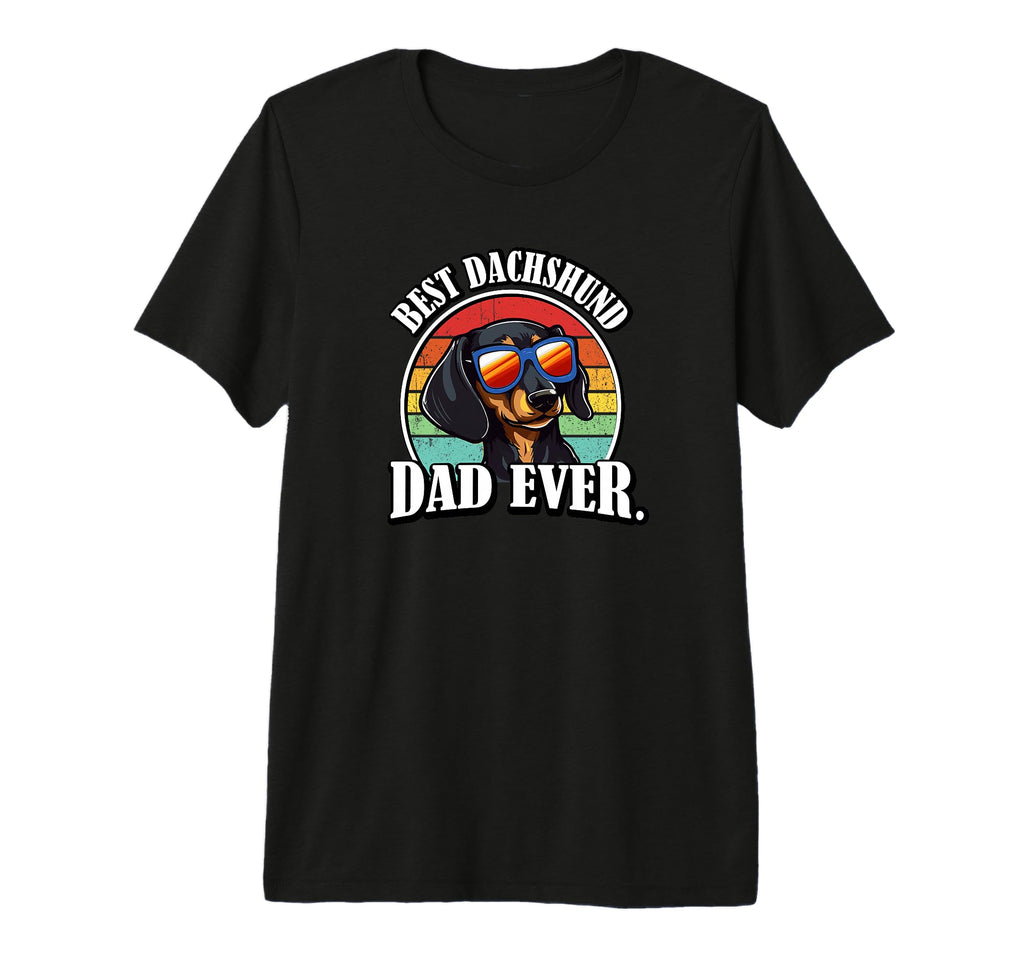 Black Dachshund Dad Lover Tri Blend T-Shirt - Unique Graphic for Adults - T-Shirt, Sweatshirt, Hoodie