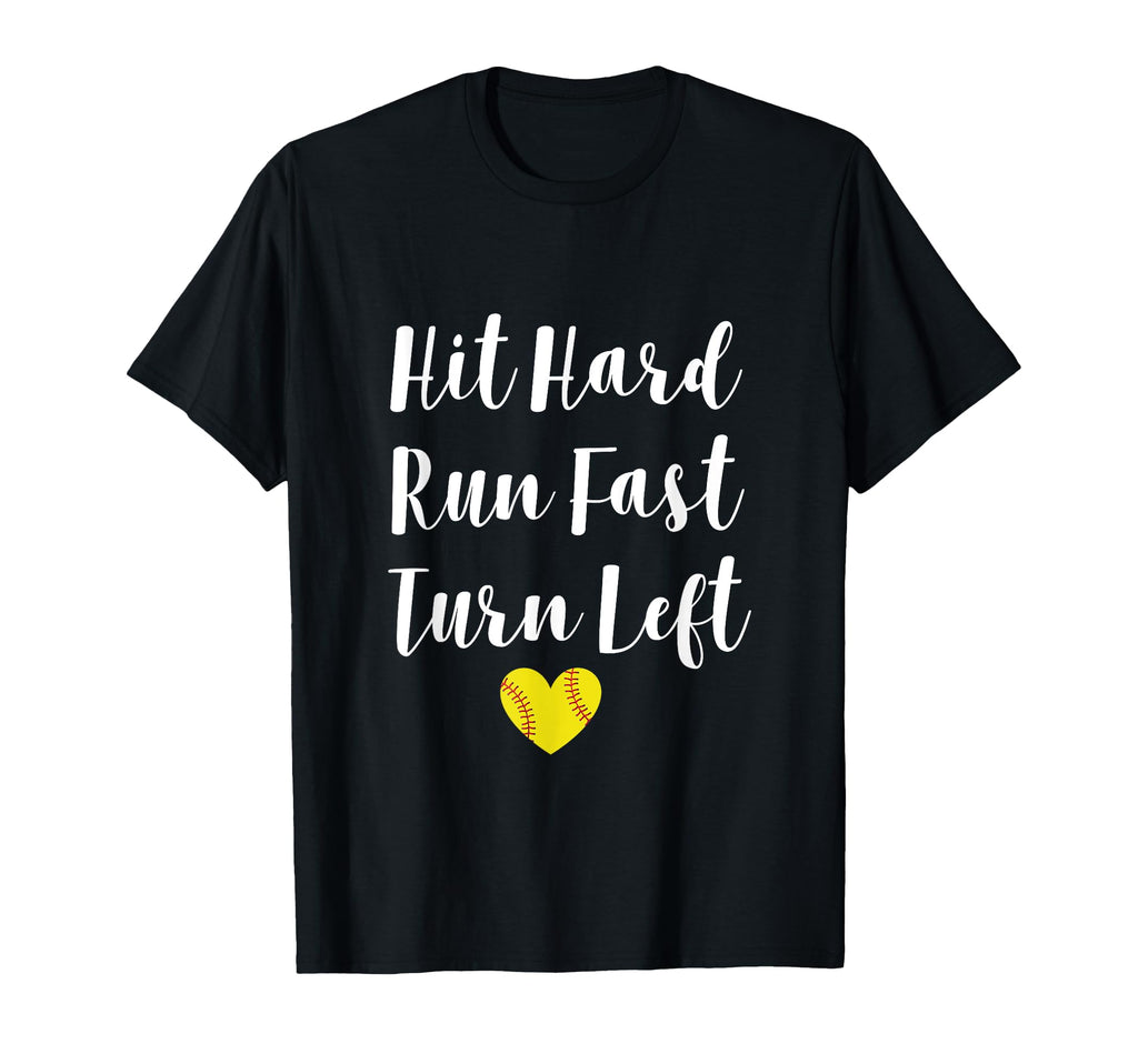 Funny Softball Baseball Hit Hard Run T-Shirt - Minimalist Print Unisex - T-Shirt, Sweatshirt, Hoodie