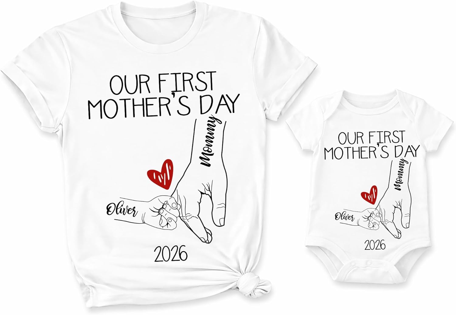 Personalized Our First Mothers Day Together Matching - Adult & Kids T-Shirts, Sweatshirts & Hoodies apparel design preview 1