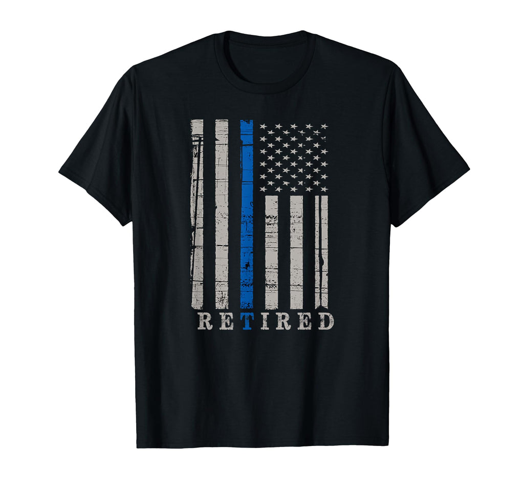 Retired Police Officer Thin Blue Line T-Shirt - Minimalist Print Unisex - T-Shirt, Sweatshirt, Hoodie
