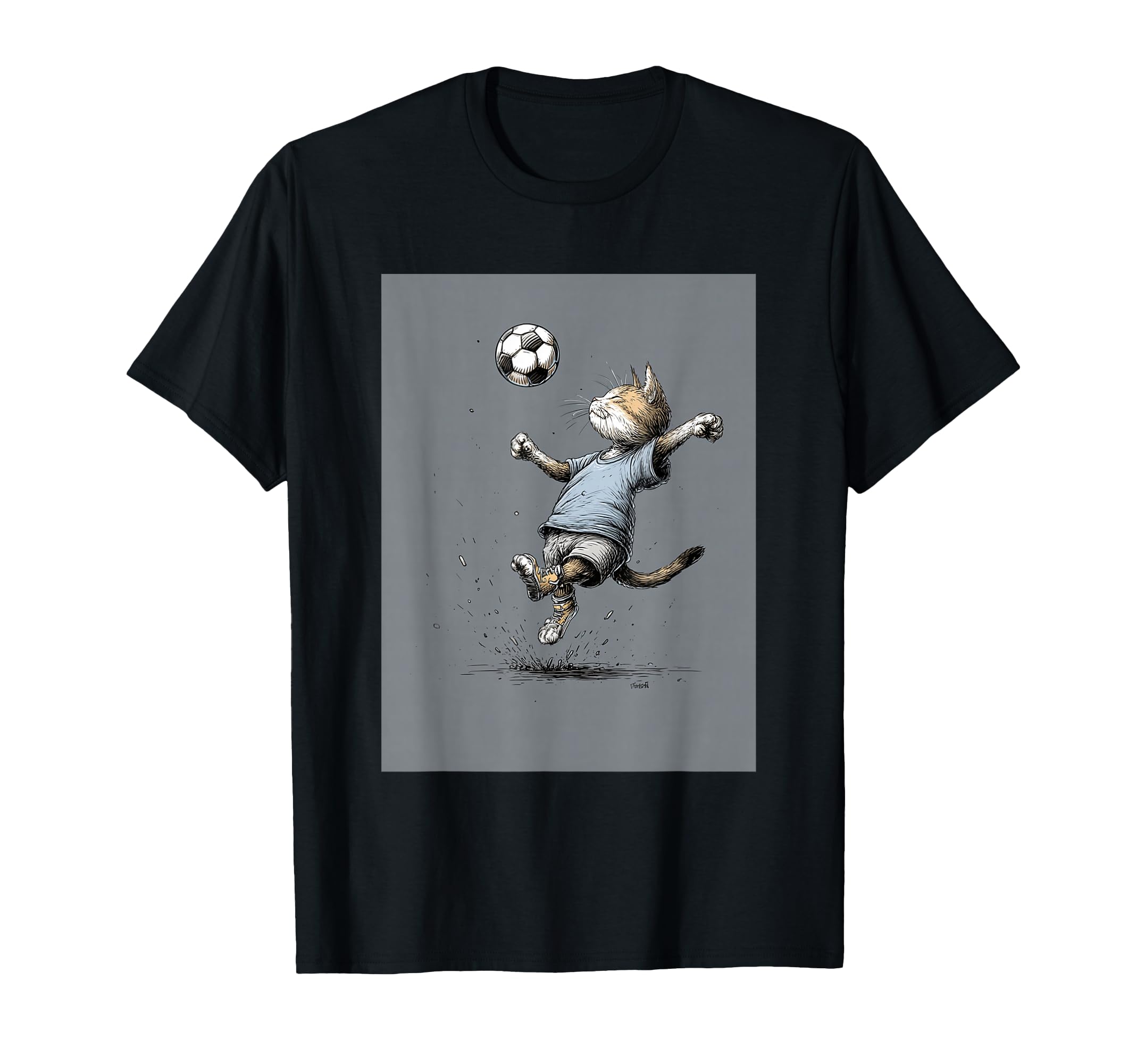 Cat Playing Soccer Portrait T-Shirt - Casual Everyday Wear for Adults - T-Shirt, Sweatshirt, Hoodie