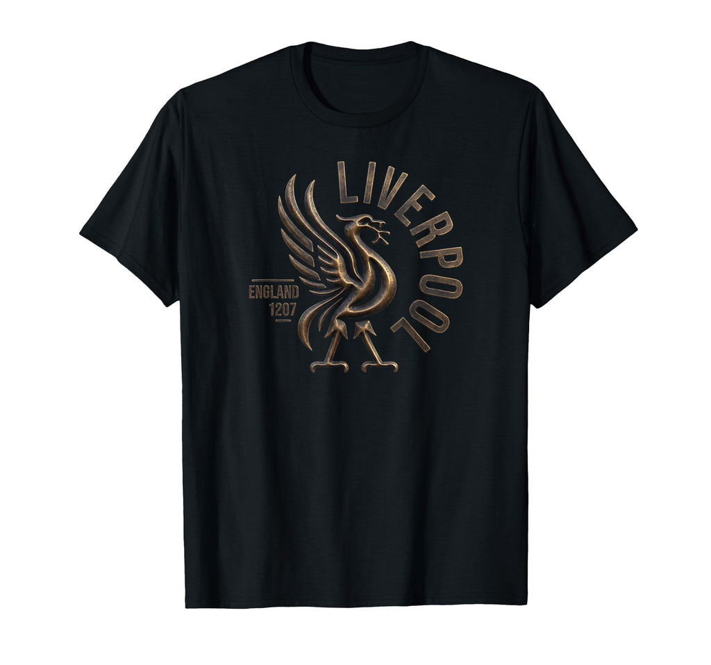 Liverpool England Est 1207 Round Bronze T-Shirt - Graphic Print for Adults - T-Shirt, Sweatshirt, Hoodie