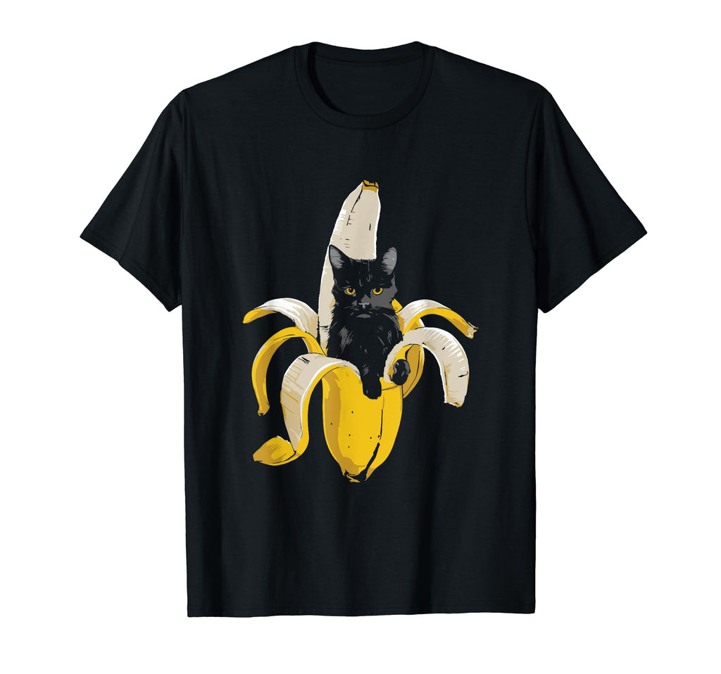Black Cat Banana Funny Cat Banana T-Shirt - Custom Art Print Men Women - T-Shirt, Sweatshirt, Hoodie
