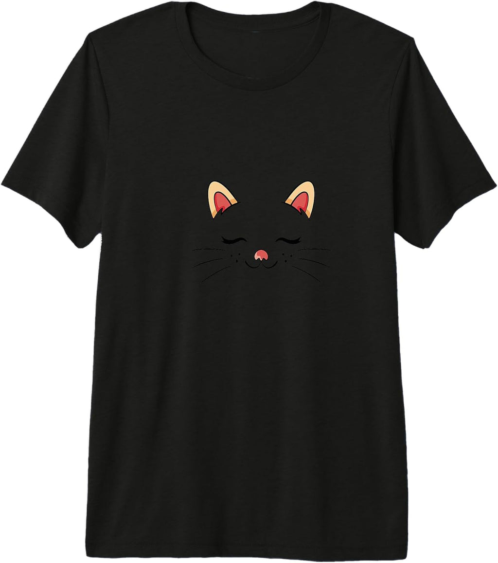 Minimalist sleepy cat ears nose charming playful - Adult & Kids T-Shirts, Sweatshirts & Hoodies apparel design preview 1