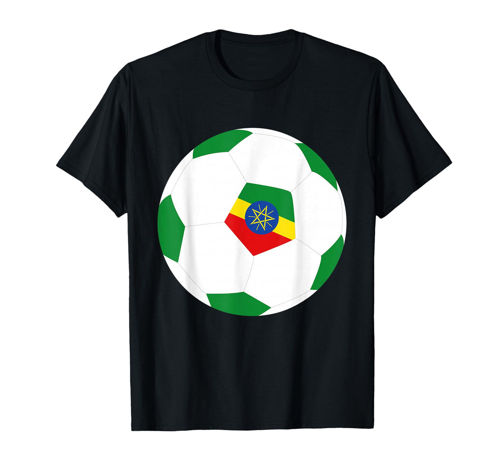 Ethiopia Soccer Ball Ethiopian Flag T-Shirt - Novelty Apparel for Adults - T-Shirt, Sweatshirt, Hoodie