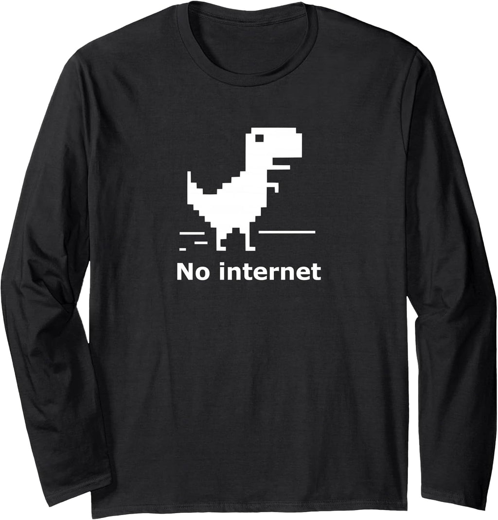 T-Rex Dinosaur Pixel Art No Internet Connection - Adult & Kids T-Shirts, Sweatshirts & Hoodies apparel design preview 1